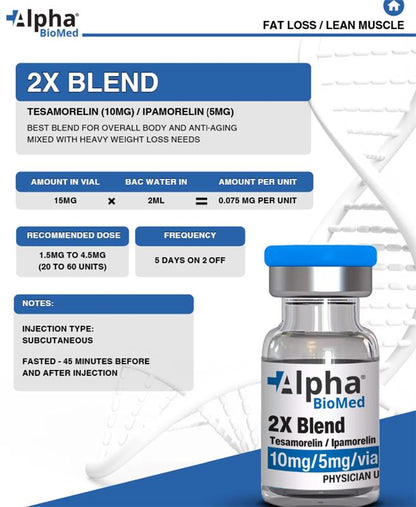 2X Blend Tesamorelin (10mg) / Ipamorelin (5mg)