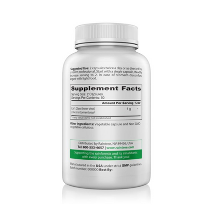 Raintree Cat’s Claw 500 mg 100 Capsules