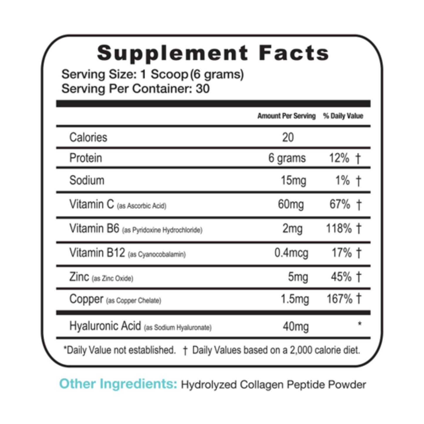 Hyaluronic Acid Collagen Peptides 30 Servings