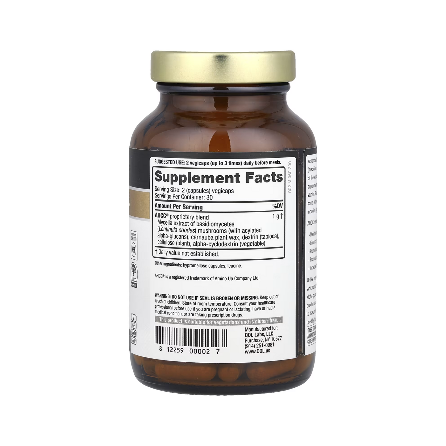 Kinoko® Gold AHCC® with Acylated Alpha-Glucans, 60 Vegicaps