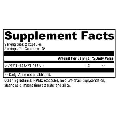 L-Lysine 90 Capsules