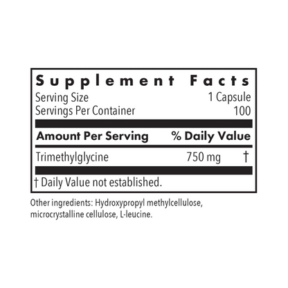 TMG Trimethylglycine 100 Capsules