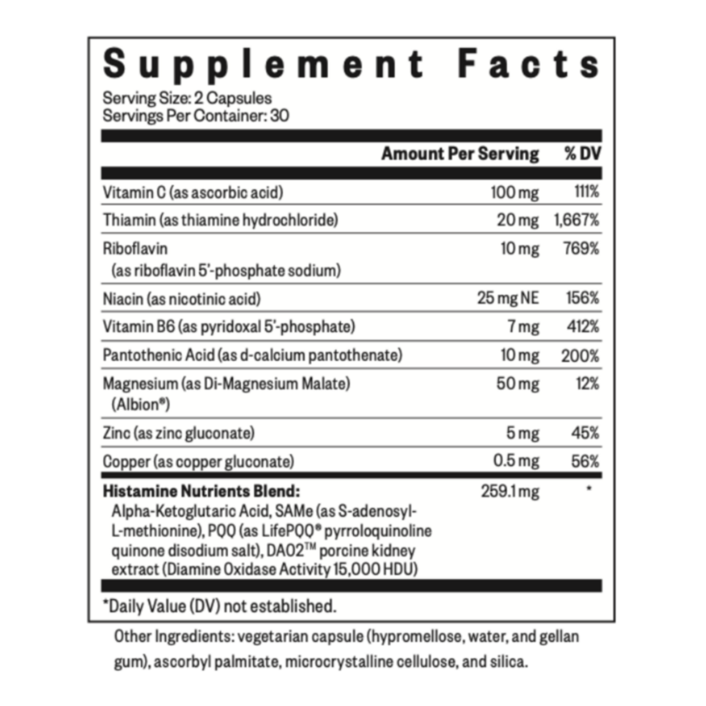 Histamine Nutrients 60 caps
