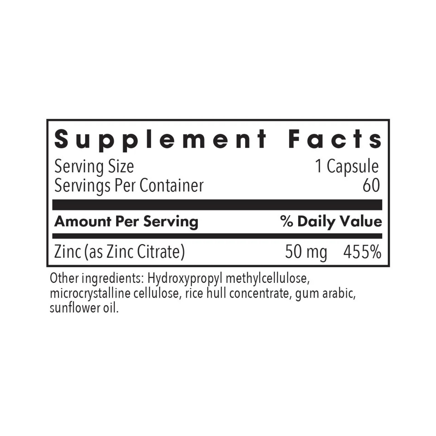 Zinc Citrate 50 mg 60 vegcaps