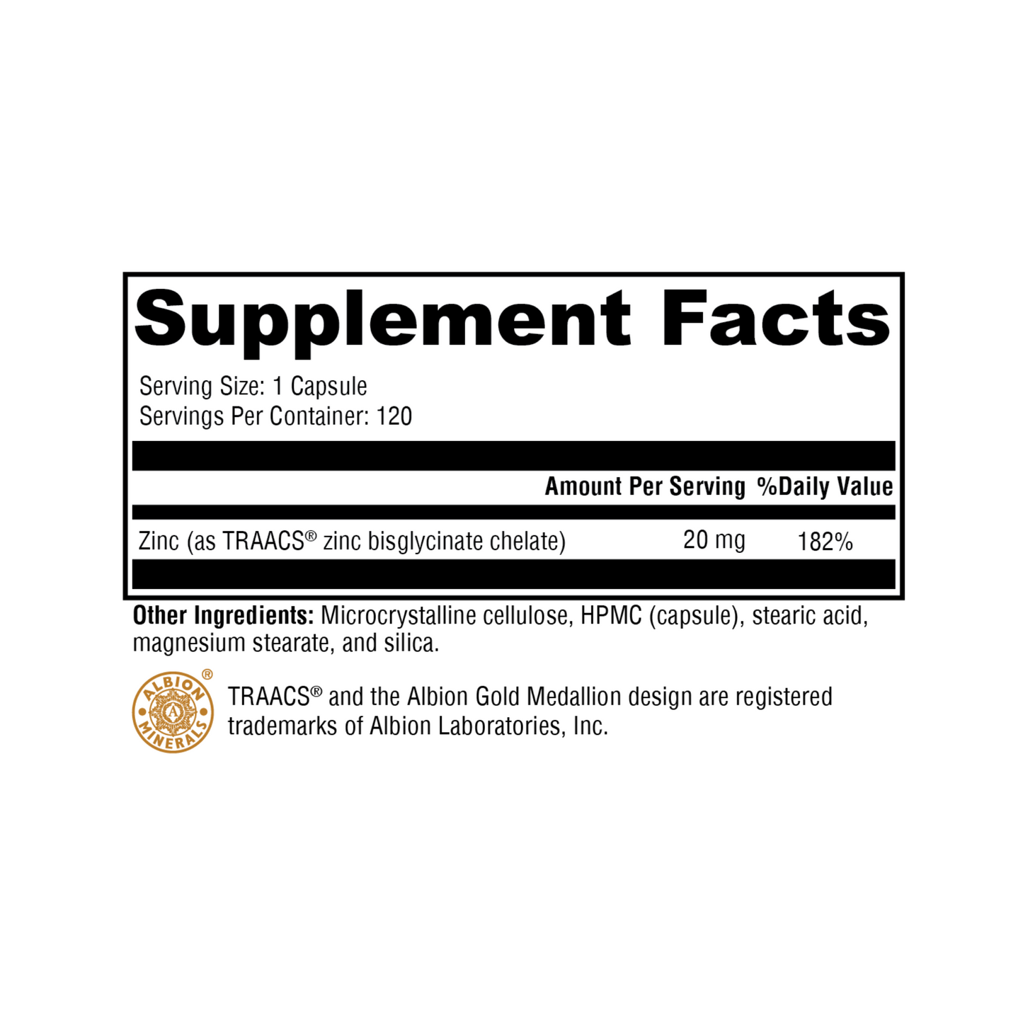Zinc Glycinate 120 Capsules